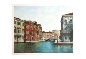 Reproduksjon med motiv av Grand Canal i Venezia. Bilde. 